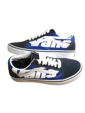 Vans Men's Old Skool Jumbo VANS Logo Blue White Canvas Suede shoes Size 10.5